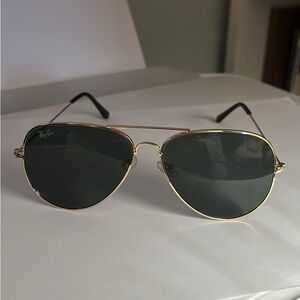 Ray-Ban Gold Aviator Sunglasses with Black Lenses